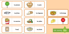 French Food Matching Words Worksheet - French, Food, Match