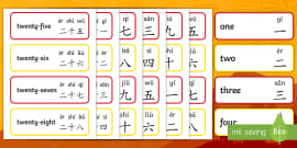 Chinese Numbers 1-31 Word Cards (teacher made) - Twinkl