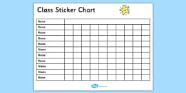 Classroom Sticker Reward Chart