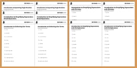 Simplifying Algebraic Expressions Worksheets | Beyond