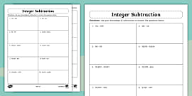 Middle School Basic Skills Integer Subtraction Intervention