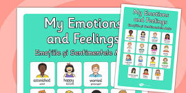 My Emotions and Feelings Vocabulary Poster Arabic Translation - arabic
