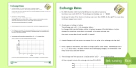 Currency Exchange Worksheet - Maths Conversion