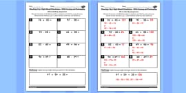 Y3 Inverse Check 3 Digit 3 Subtraction Addition Exchanging Sheet