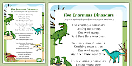 Five Enormous Dinosaurs Counting Song PowerPoint | Twinkl