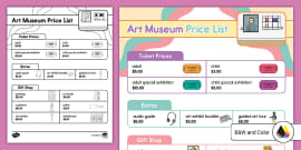 Toy Store Dramatic Play Price List Sign