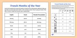 days of the week in french worksheet grades 4 6 resources