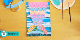 Paper Mermaid Craft for Kids, 3D Papercraft Template, Mermaid Coloring Craft,  Mermaid Party, Mermaid Printable, Classrooom Craft 