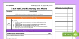 First Level Numeracy And Maths Benchmarks - CfE Tracker