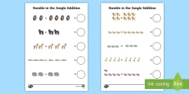 jungle themed addition with pictures worksheet worksheet