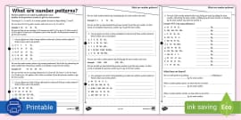 KS1 - Primary Resources - Number Patterns Worksheet - Twinkl