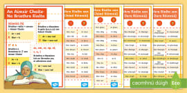 Junior Cycle Aimsir Laithreach Briathra Neamhrialta Worksheet | Twinkl