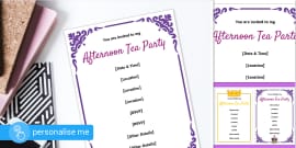 Tea Party Editable Menu | Twinkl Party