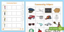 Community Helpers Cut and Paste Matching Activity - matching