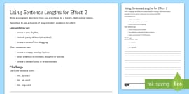 Using Sentence Lengths for Effect 1 Worksheet / Worksheet