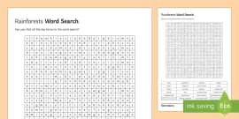 rainforest word search for ks1 primary resources