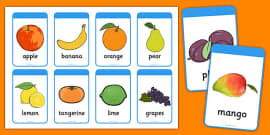 Fruit and Vegetable Descriptive Word Cards - fruit and