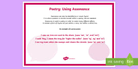 Using Assonance Examples In Poetry Poster Teacher Made