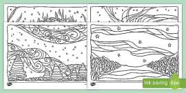 Northern Lights Colouring Page (teacher made) - Twinkl