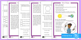 Grade 3-5 Solar Eclipse Activity Pack - solar eclipse, solar