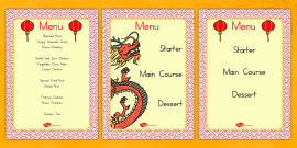 Chinese Restaurant Menus - ESL Chinese Restaurant Role Play