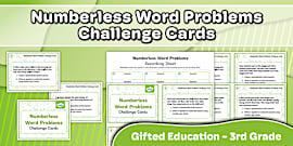 Numberless Word Problem Task Cards | 2nd Grade Gifted