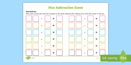 Dice Addition Recording Sheet Game - Twinkl