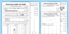 measuring length worksheets inches and centimeters