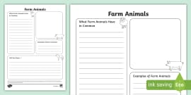 Farm Animals Fact File Template, All About Farm Animals image.