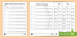 Addition up to 12 Number Line Worksheets