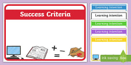 Writing Learning Intentions and Success Criteria Examples