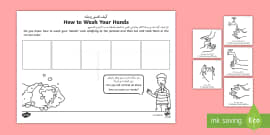 Washing Your Hands Super Soap Sequencing Worksheet - Twinkl