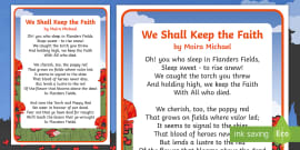 In Flanders Fields Poem Poster