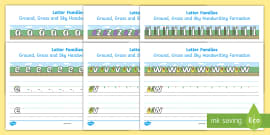 Ground, Grass, And Sky Handwriting Line Guide | Twinkl