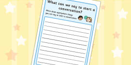 How To Start A Conversation Worksheet - conversation starters