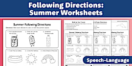 Following Directions: Spring No-Prep Worksheets