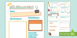 All About Me Book Template PDF | New School Year - Twinkl