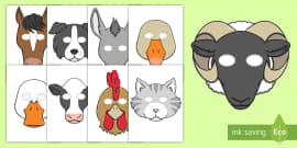 Farm Animal Masks Printable (Teacher-Made) - Twinkl