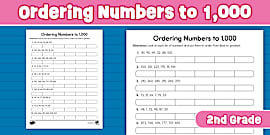 Comparing and Ordering Whole Numbers up to 1000 Worksheet