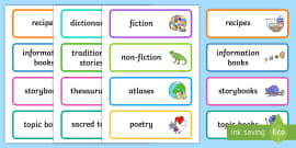 Book Genre Labels for the Classroom Library - KS1 Resources