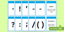 Punctuation Marks and Explanation Matching Cards - Twinkl