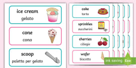 Ice Cream Parlour Word Cards (teacher made)