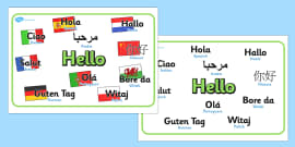 Mixed Language Hello Speech Bubble Signs - Mixed Language Hello