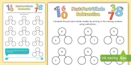 Addition and Subtraction Fact Family Part Whole Model Worksheet