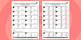 Y3 Inverse Check 3 Digit 2 Subtraction Addition Exchanging Sheet