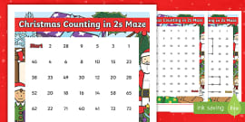 Christmas Maze Counting in 5s Worksheet / Worksheet - Twinkl