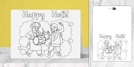 holi colouring cards
