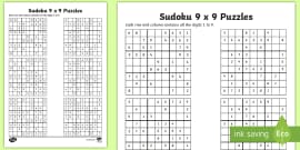 Easy 4X4 Sudoku puzzle game for kids - 20 pages printable worksheet