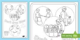 FREE! - Eco-Schools Litter Colouring Pages (teacher made)