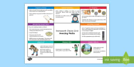 space homework grid ks1